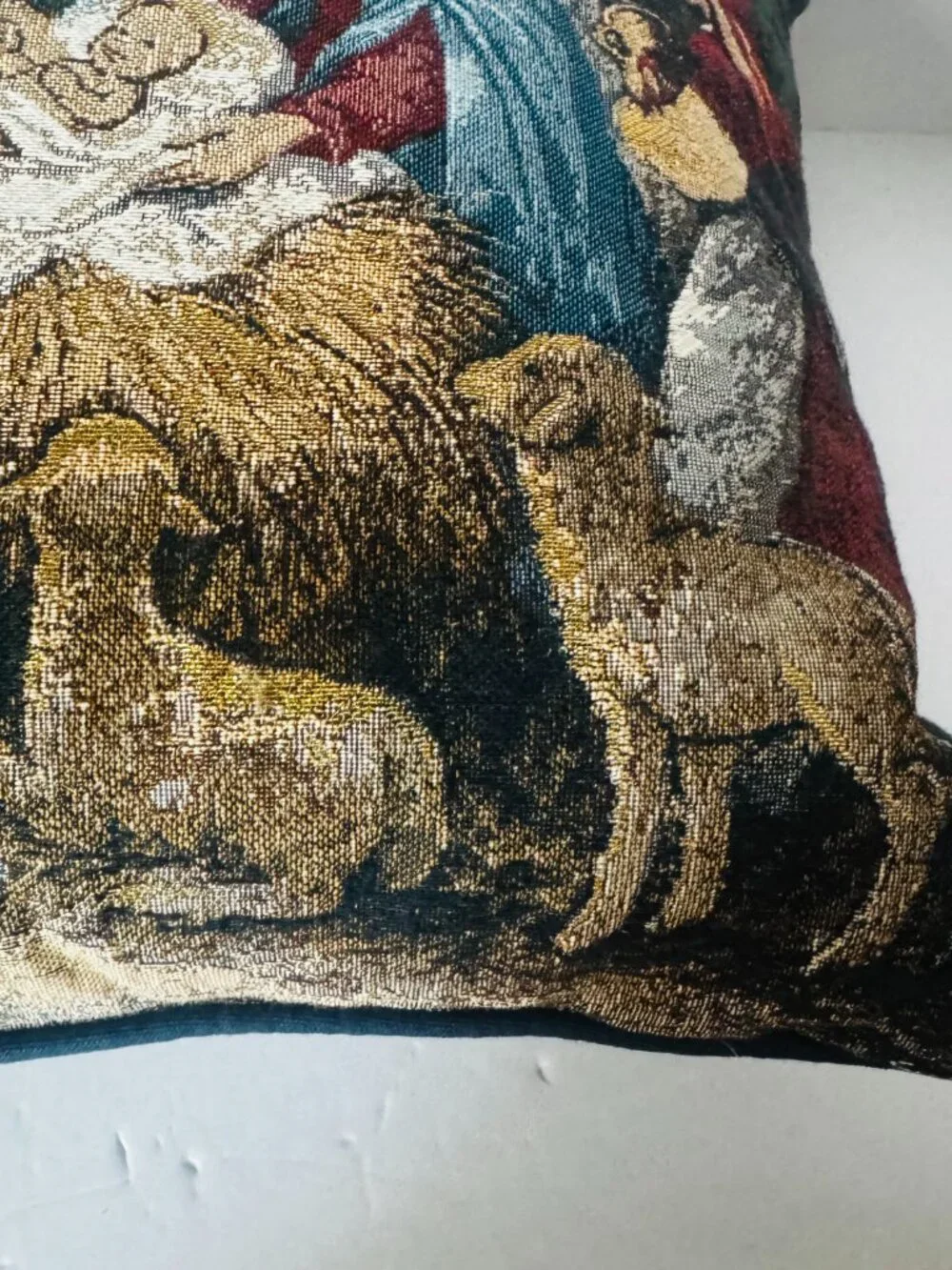 Sue Allison Nativity Scene Christmas Tapestry Throw Pillow 16x16